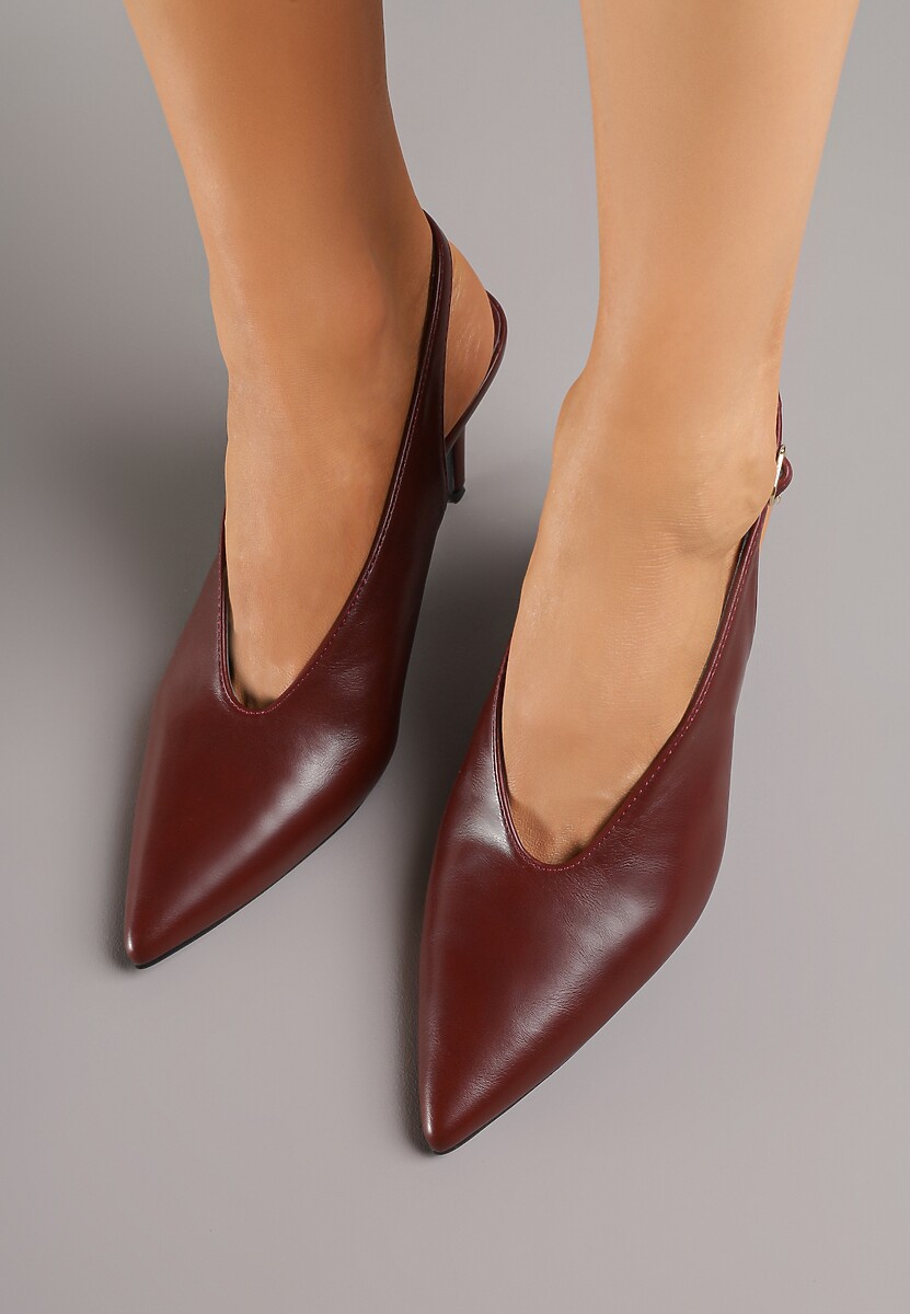 Bordowe Sandały Slingback na Obcasie Typu Szpilka Latira 3