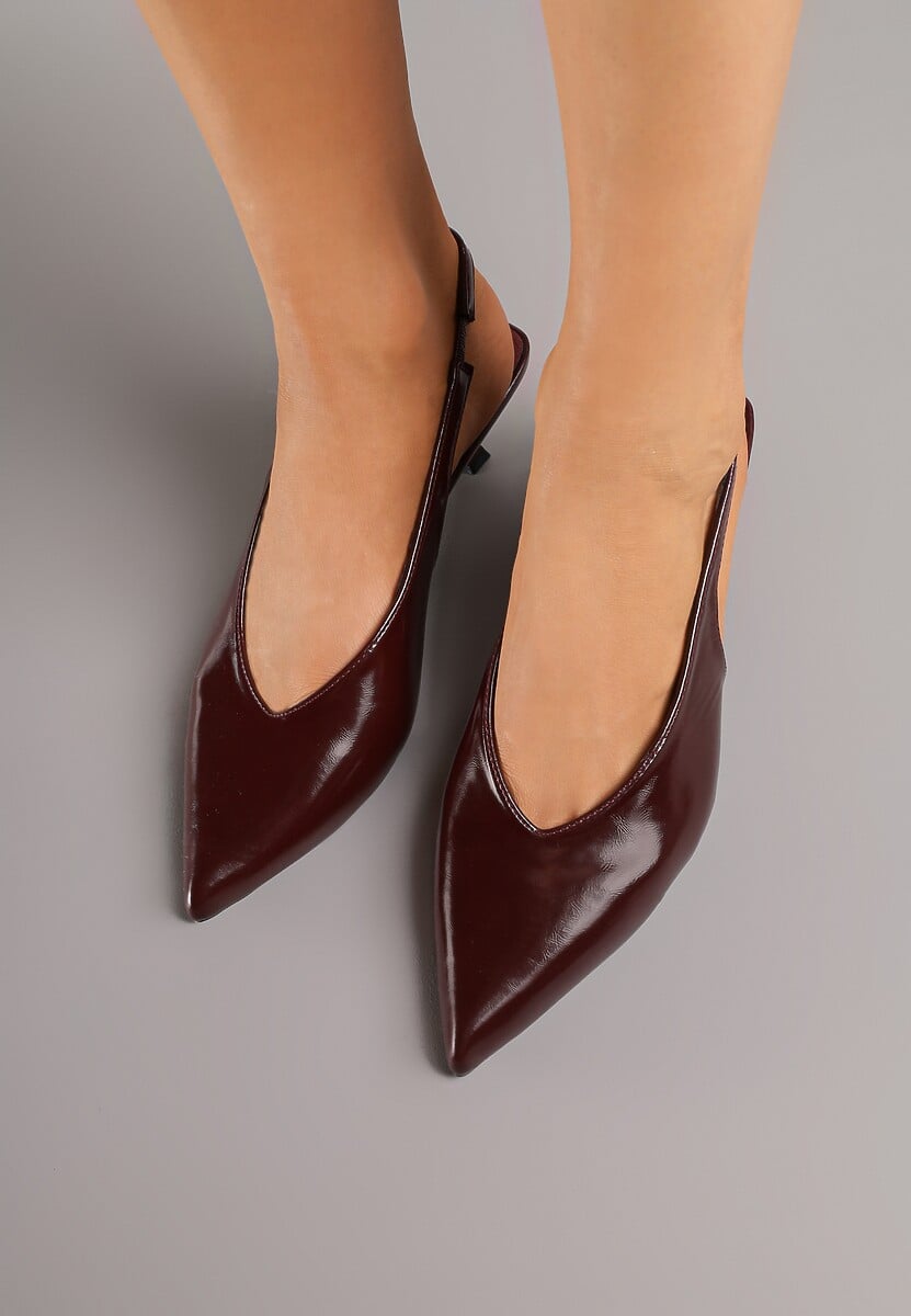 Bordowe Czółenka Slingback na Obcasie Typu Kaczuszka Latorra 3