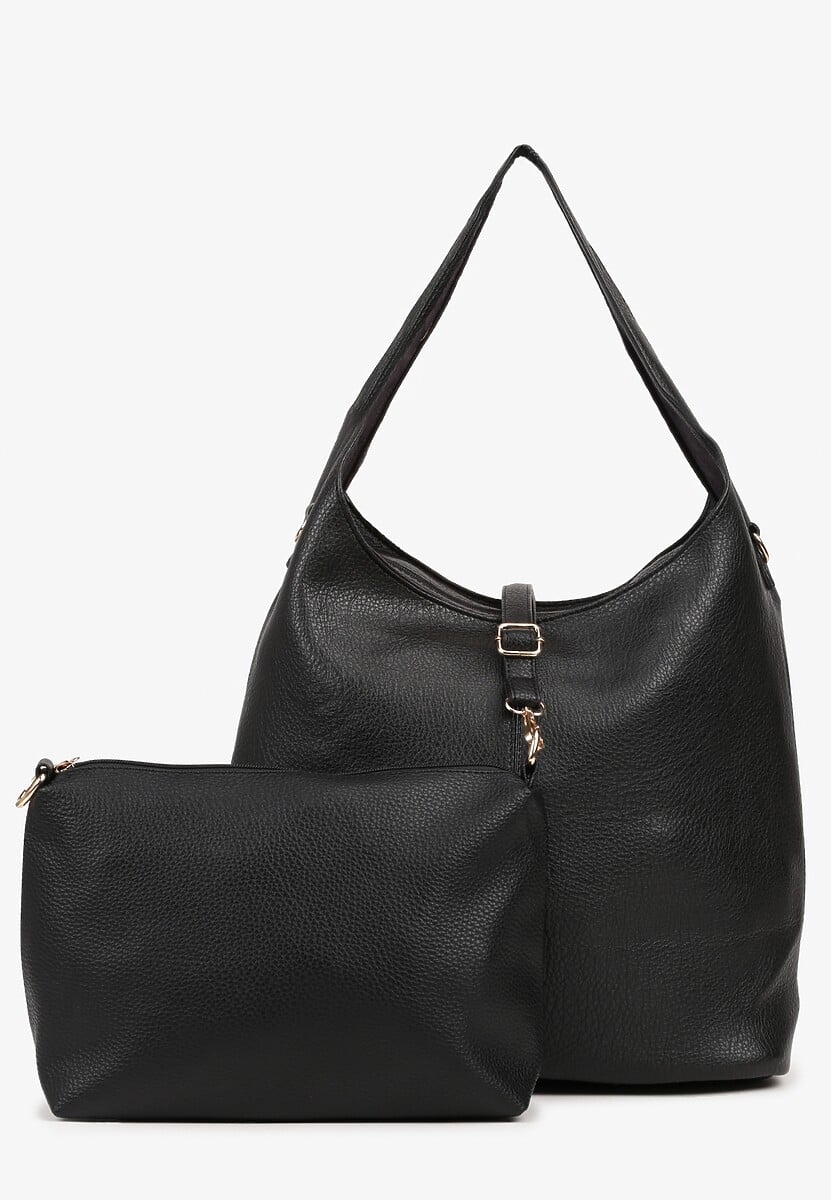 Czarna Klasyczna Torebka Hobo z Kosmetyczką i Paskiem Crossbody Fesulea 1