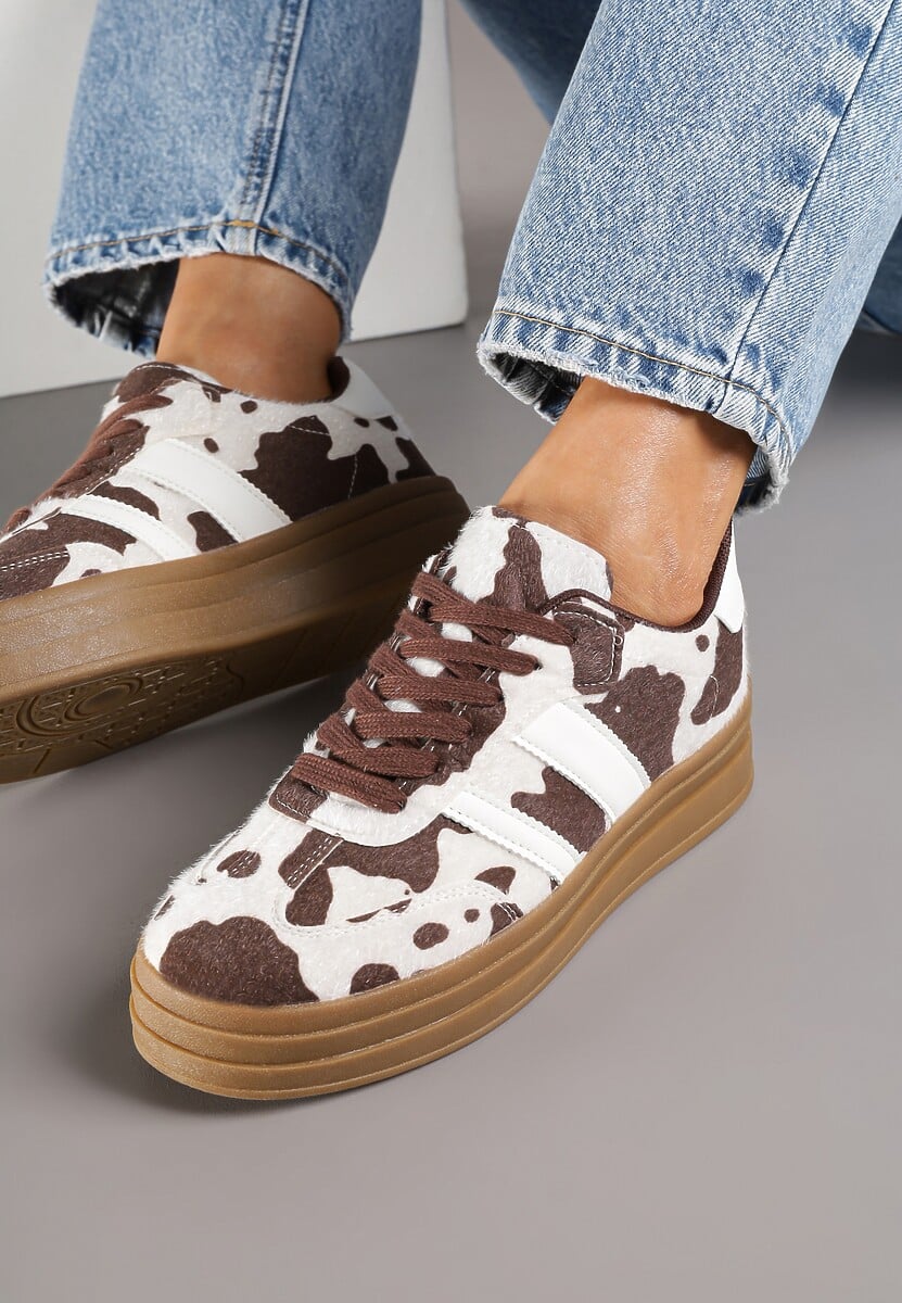 Brązowe Sneakersy w Stylu Klasycznych Tenisówek na Platformie Nallania 3