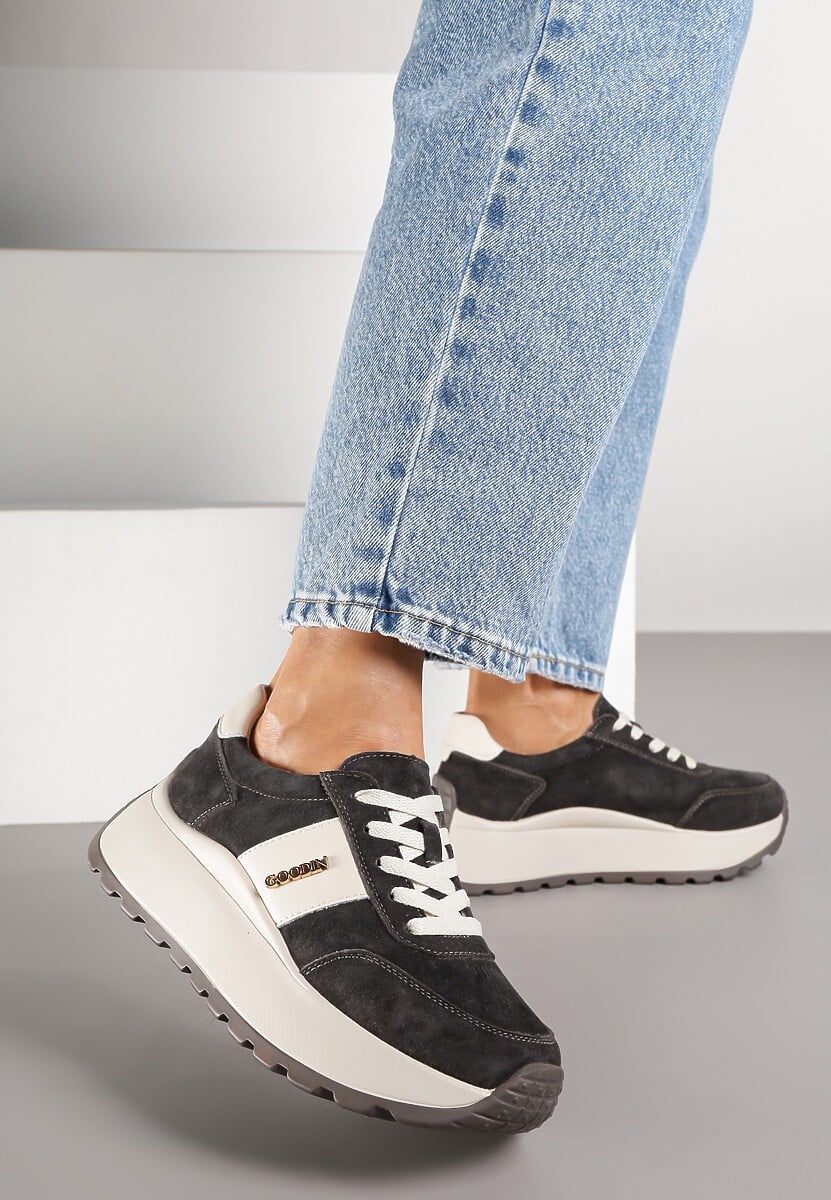 Brązowe Sneakersy z Naturalnego Zamszu ze Skórzaną Wkładką Latisella 1