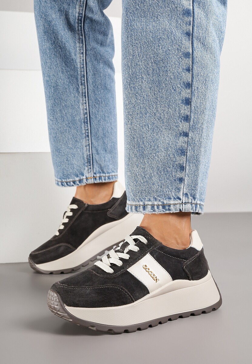 Brązowe Sneakersy z Naturalnego Zamszu ze Skórzaną Wkładką Latisella 2