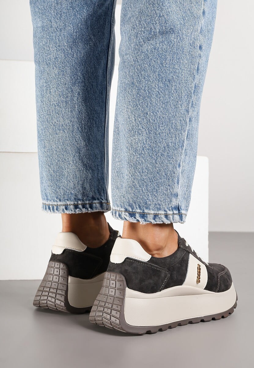 Brązowe Sneakersy z Naturalnego Zamszu ze Skórzaną Wkładką Latisella 3