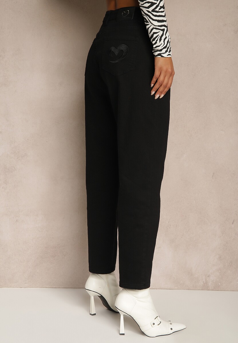Czarne Jeansy Mom Fit Regular Waist Feselesa 3