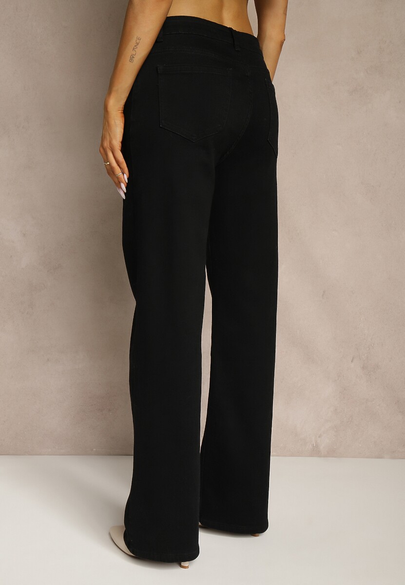 Czarne Jeansy Wide Leg High Waist z Bawełną i Domieszką Wiskozy Zozelia 3