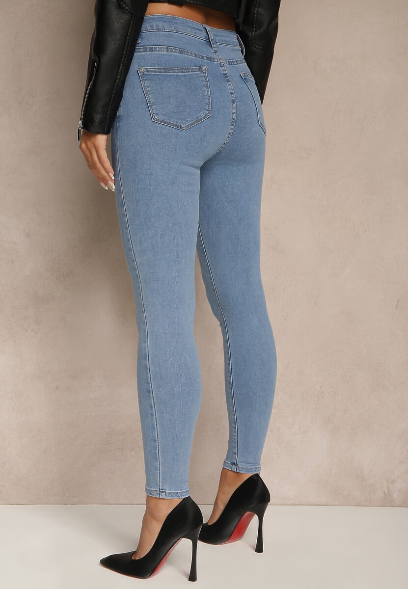 Niebieskie Bawełniane Jeansy Skinny z Guzikami Hirgisse 3