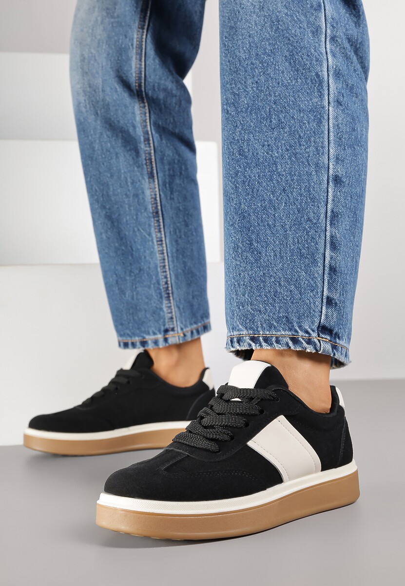Czarne Sneakersy na Kauczukowej Podeszwie Claside 2