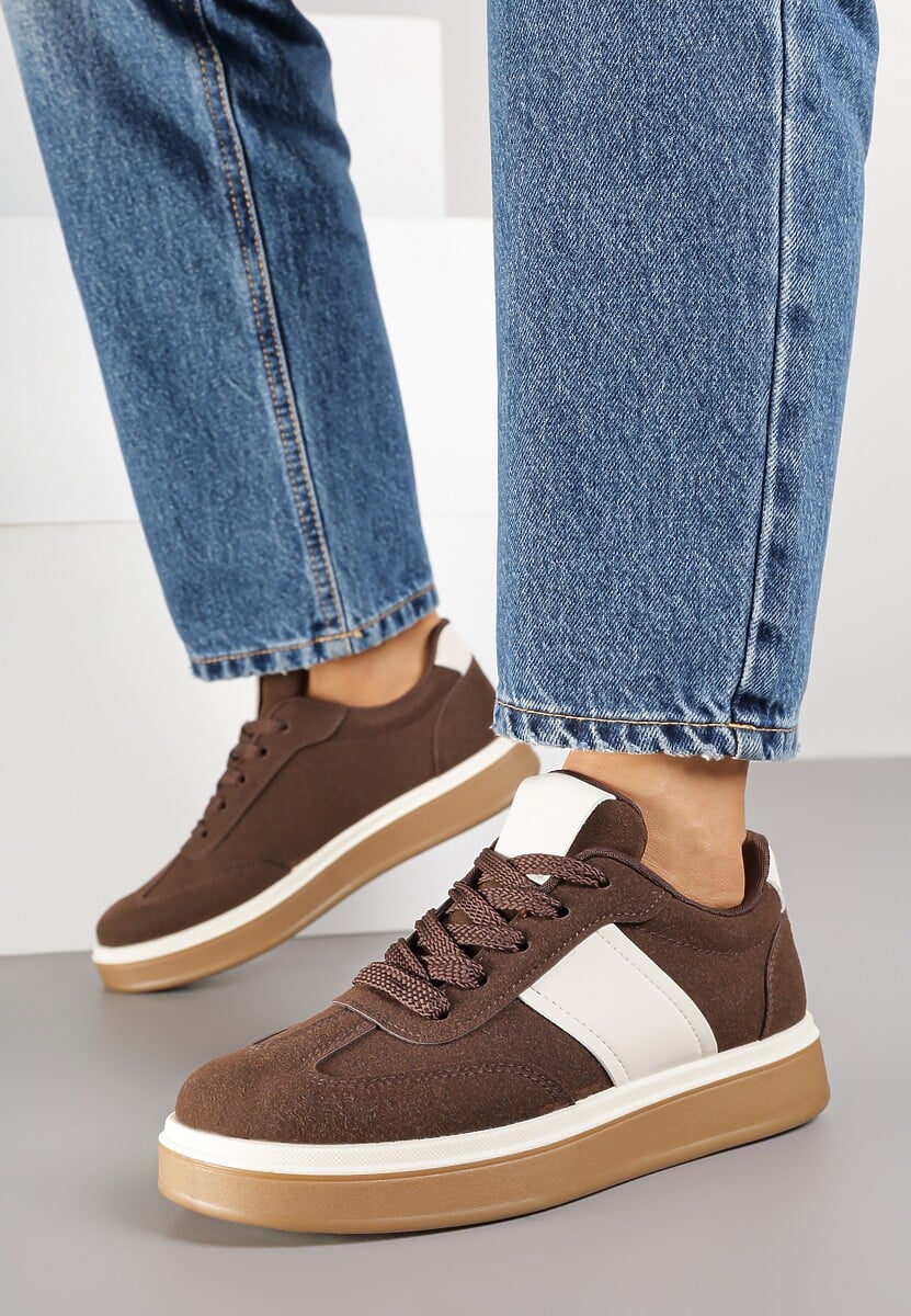 Brązowe Sneakersy na Kauczukowej Podeszwie Claside 2