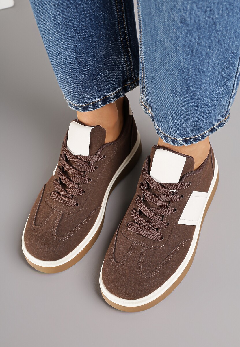 Brązowe Sneakersy na Kauczukowej Podeszwie Claside 3
