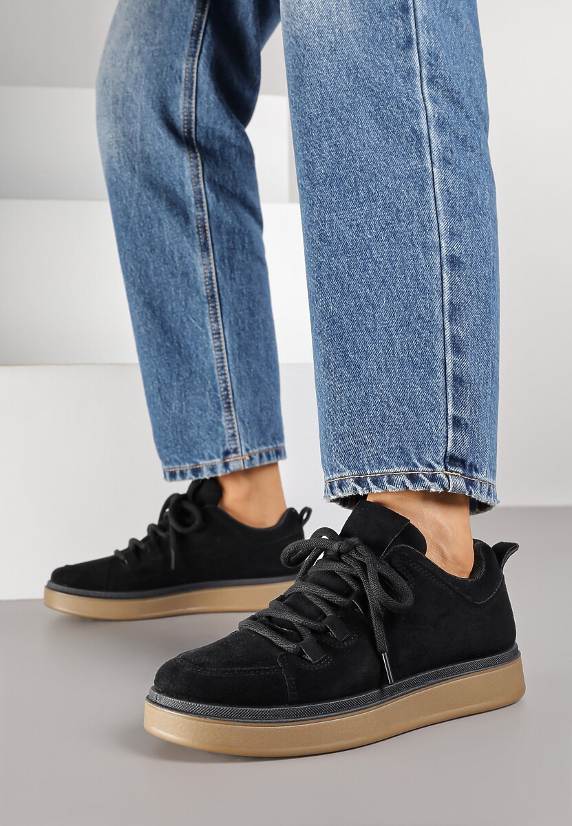 Czarne Sneakersy z Ozdobnymi Przeszyciami Zailera 2