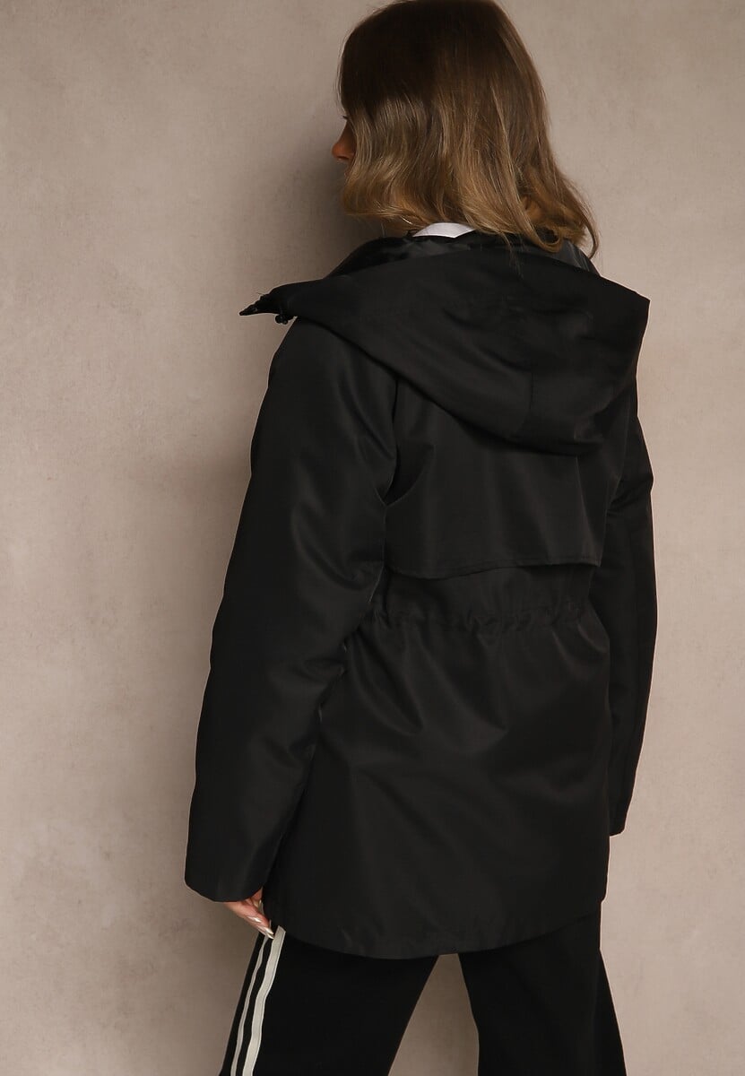 Czarna Kurtka Parka o Klasycznym Kroju z Kapturem Cenelle 3