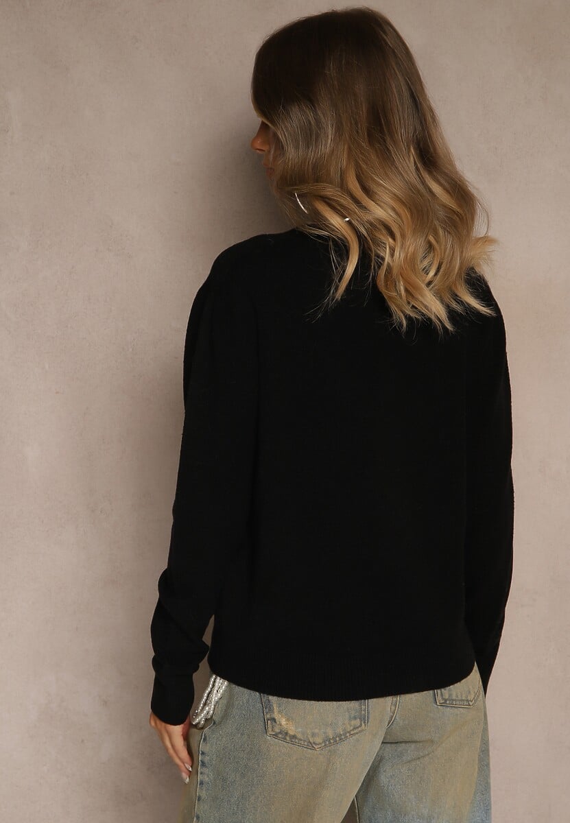 Czarny Casualowy Sweter z Wełną i Wiskozą Lussare 3