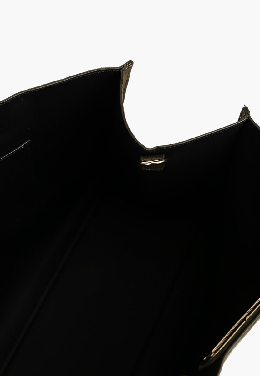 Zielona Torebka Typu Shopper z Imitacji Zamszu z Rączkami i Paskiem Crossbody Temige 4