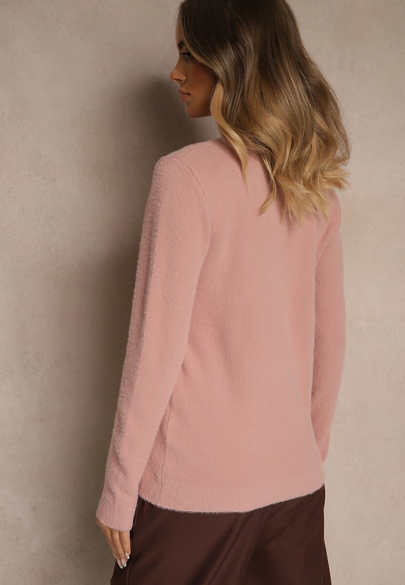 Różowy Sweter z Wełną ze Ściągaczami Furrive 3