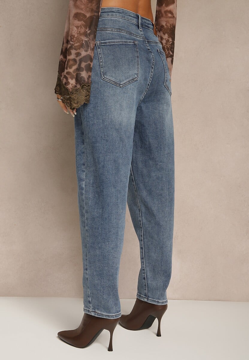 Niebieskie Casualowe Jeansy Mom Fit High Waist Nellanea 3