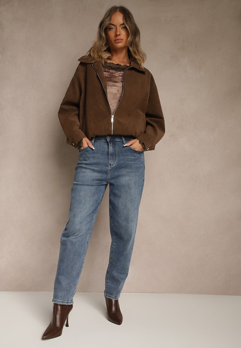 Niebieskie Casualowe Jeansy Mom Fit High Waist Nellanea 1