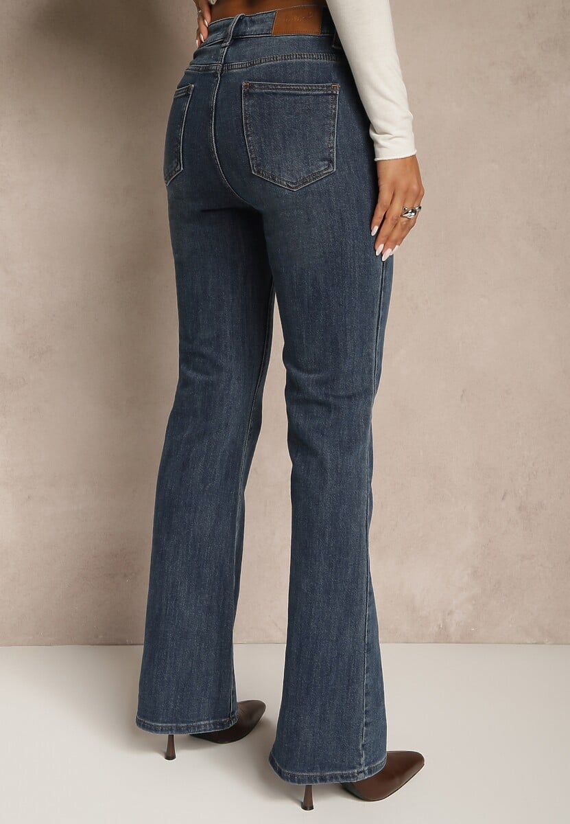 Niebieskie Jeansy z Domieszką Wiskozy o Kroju Flare High Waist Alendria 3