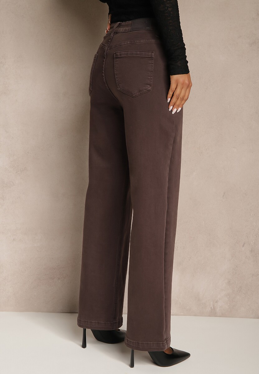 Fioletowe Jeansy Wide Leg High Waist z Bawełny Nelenasa 3