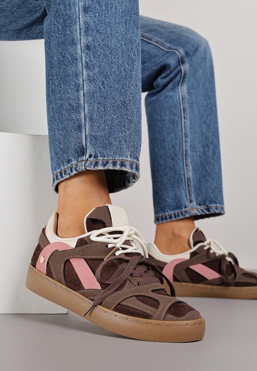 Brązowe Sneakersy Kultowe Tenisówki z Podwójnymi Sznurówkami Luvitta 2