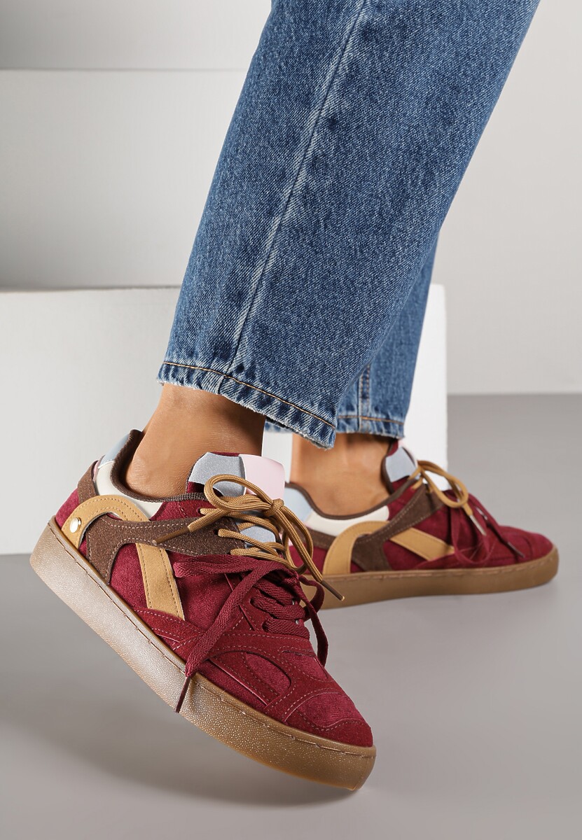 Bordowe Sneakersy Kultowe Tenisówki z Podwójnymi Sznurówkami Luvitta 1