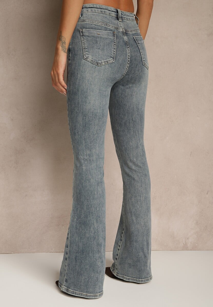 Niebieskie Jeansy o Fasonie Flare Regular Waist Setava 3