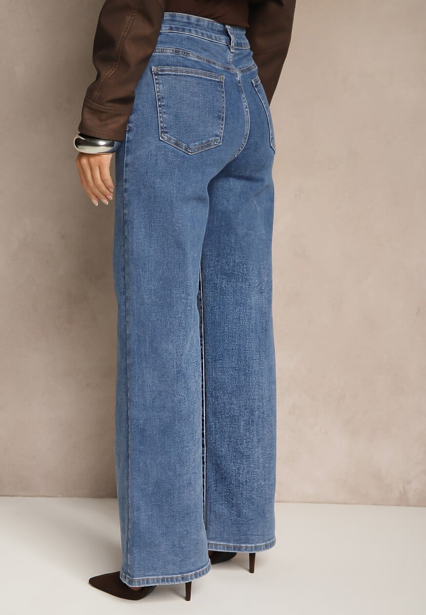 Niebieskie Jeansy Regular Waist o Szerokim Kroju Setare 3