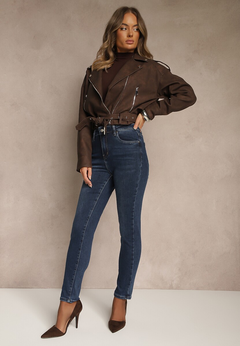 Niebieskie Jeansy o Fasonie Skinny Regular Waist Razella 2