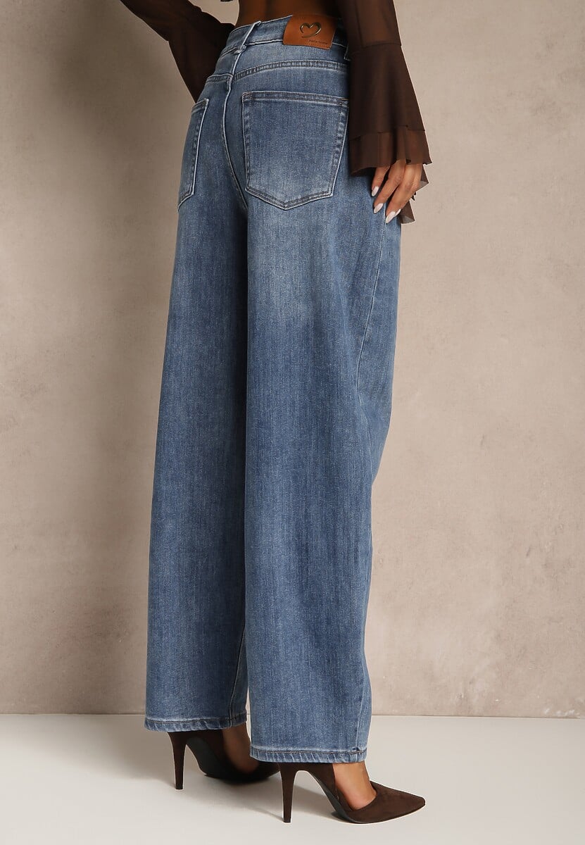 Niebieskie Jeansy o Kroju Balloon High Waist Analerie 3