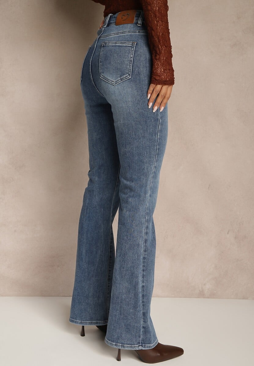 Niebieskie Jeansy Dzwony High Waist Lavea 3