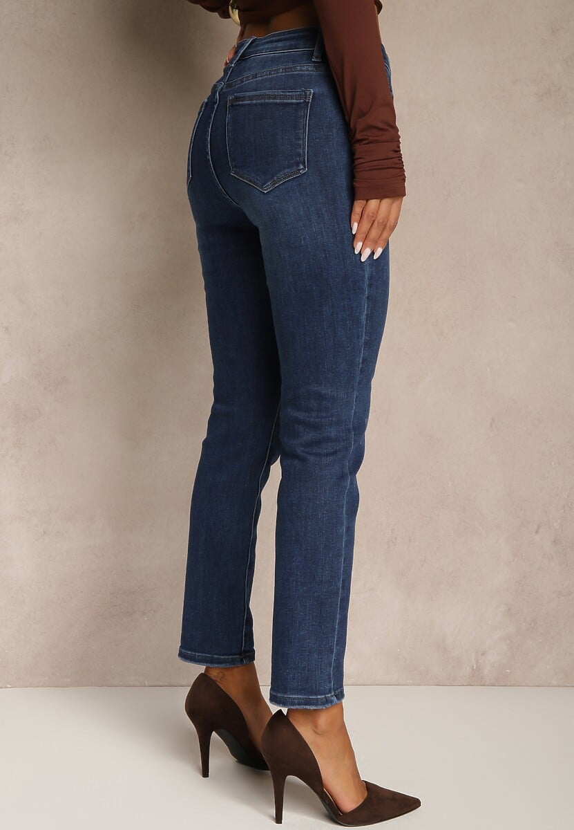 Niebieskie Jeansy Skinny Regular Waist z Dodatkiem Wiskozy Zenesia 3