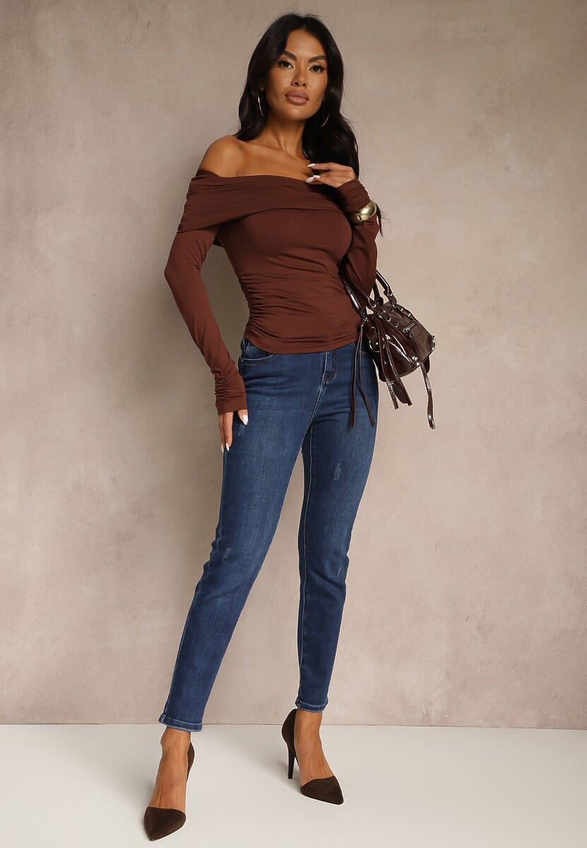 Niebieskie Jeansy Skinny Regular Waist z Dodatkiem Wiskozy Zenesia 2