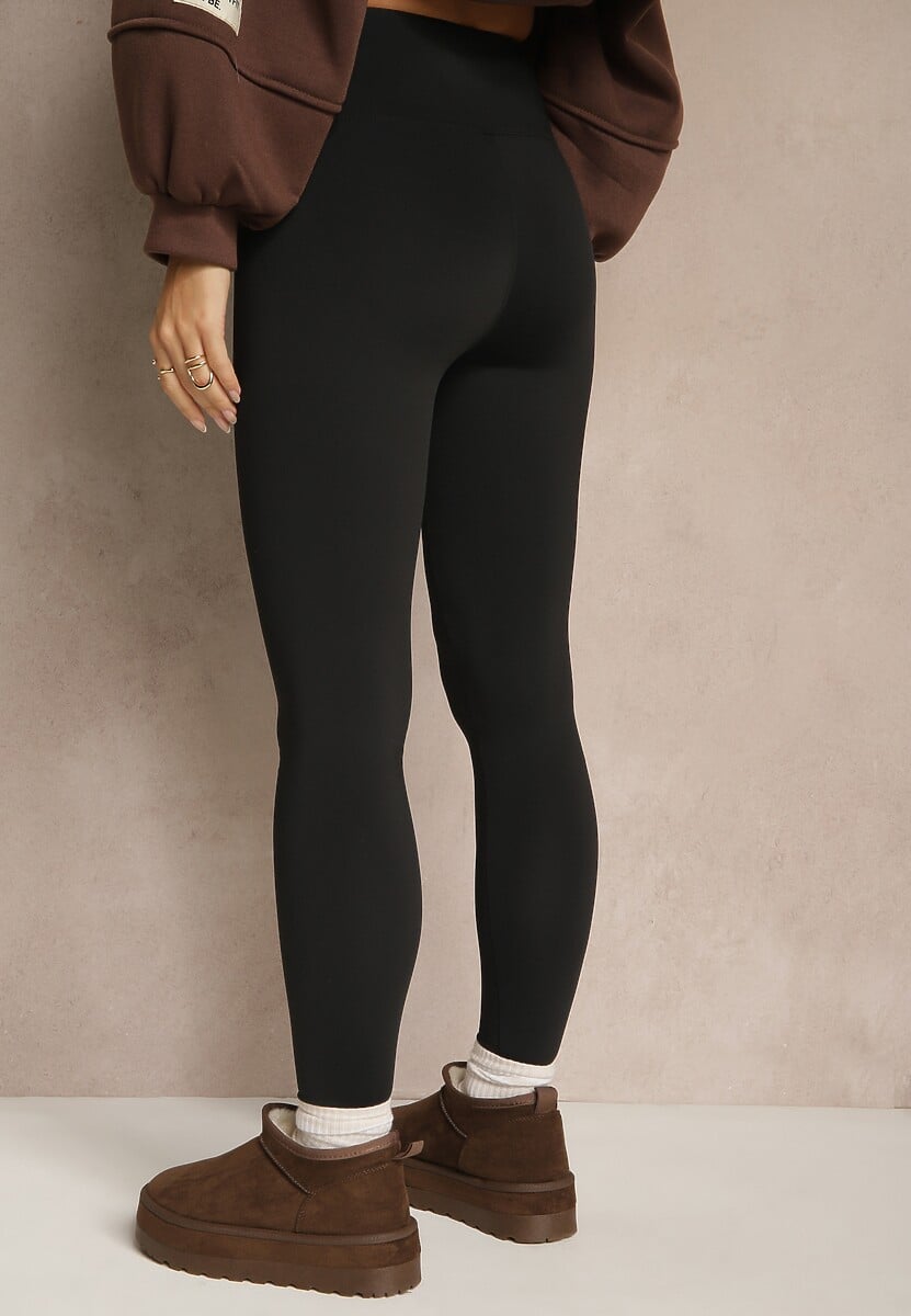Czarne Legginsy High Waist Ozdobione Przeszyciem Belanessa 3