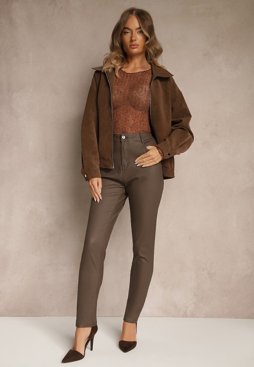 Brązowe Spodnie Skinny Zangi 1