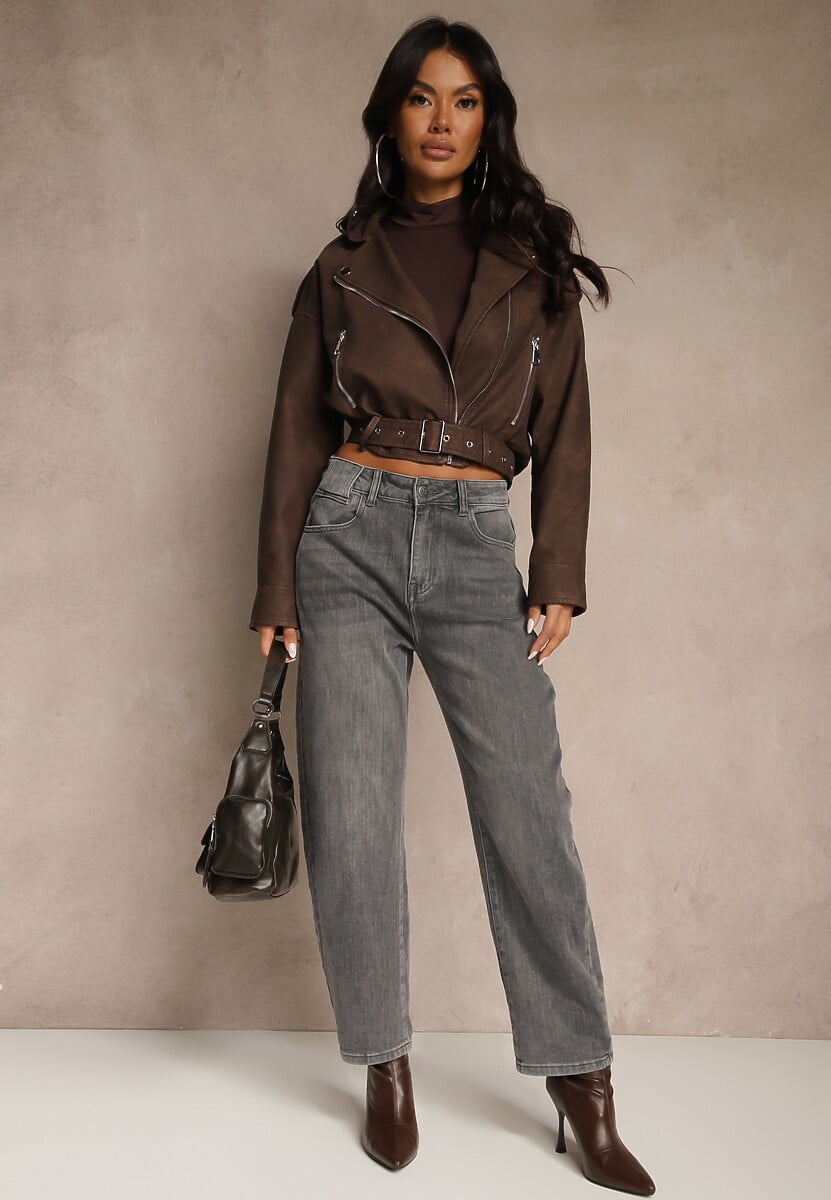 Szare Jeansy Mom Fit High Waist Ralineva 2