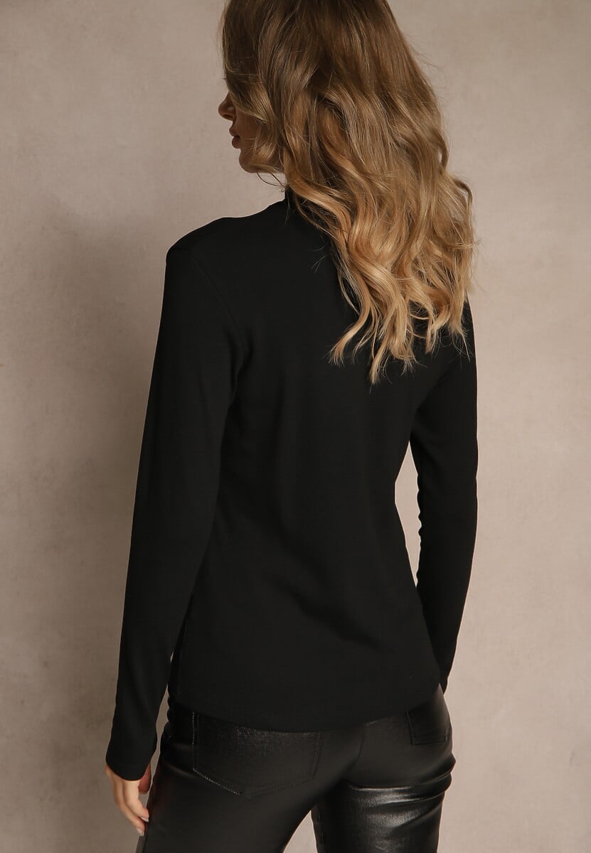 Czarna Casualowa Bluzka z Golfem Longsleeve Ralaia 3