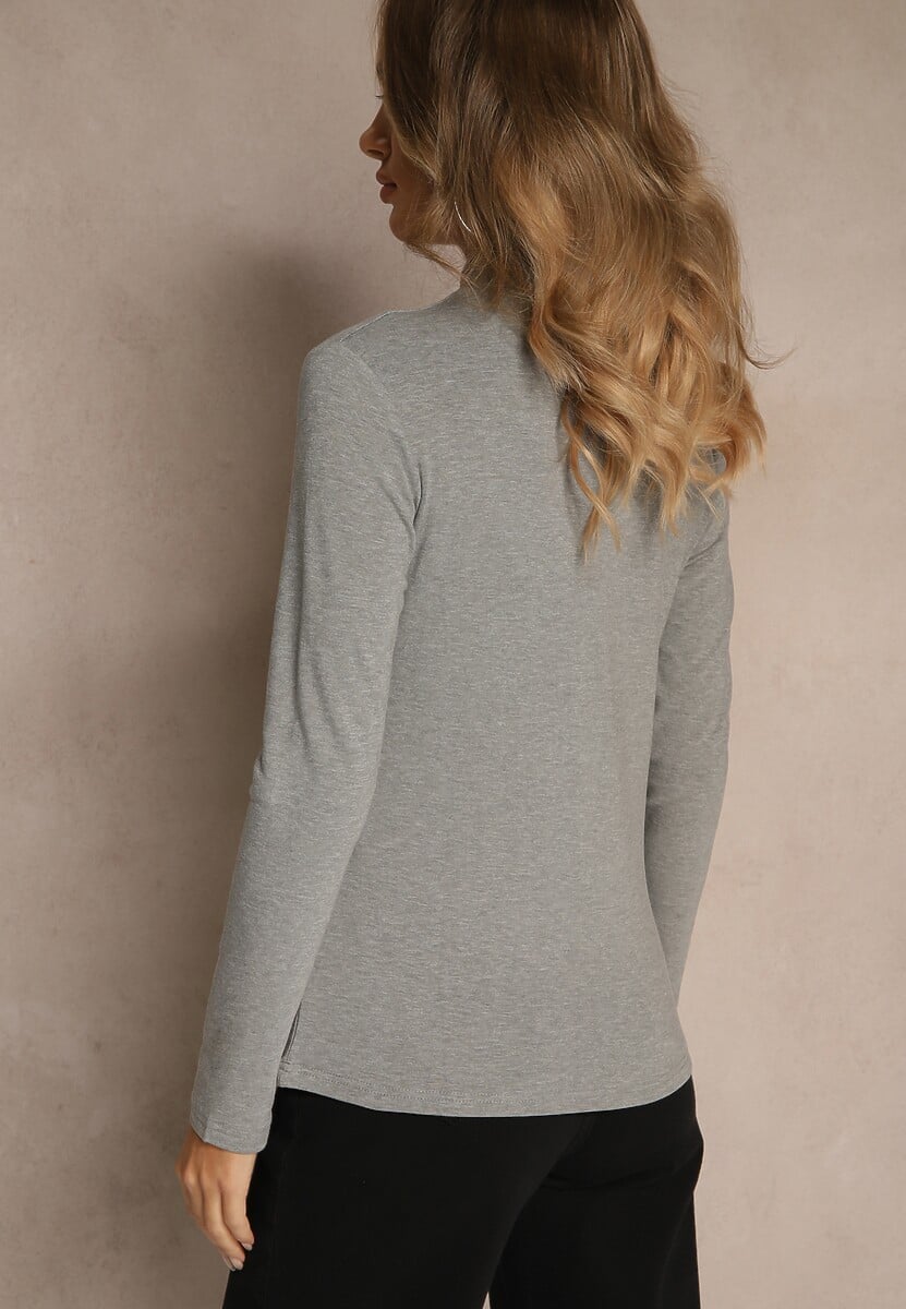 Szara Casualowa Bluzka z Golfem Longsleeve Ralaia 3
