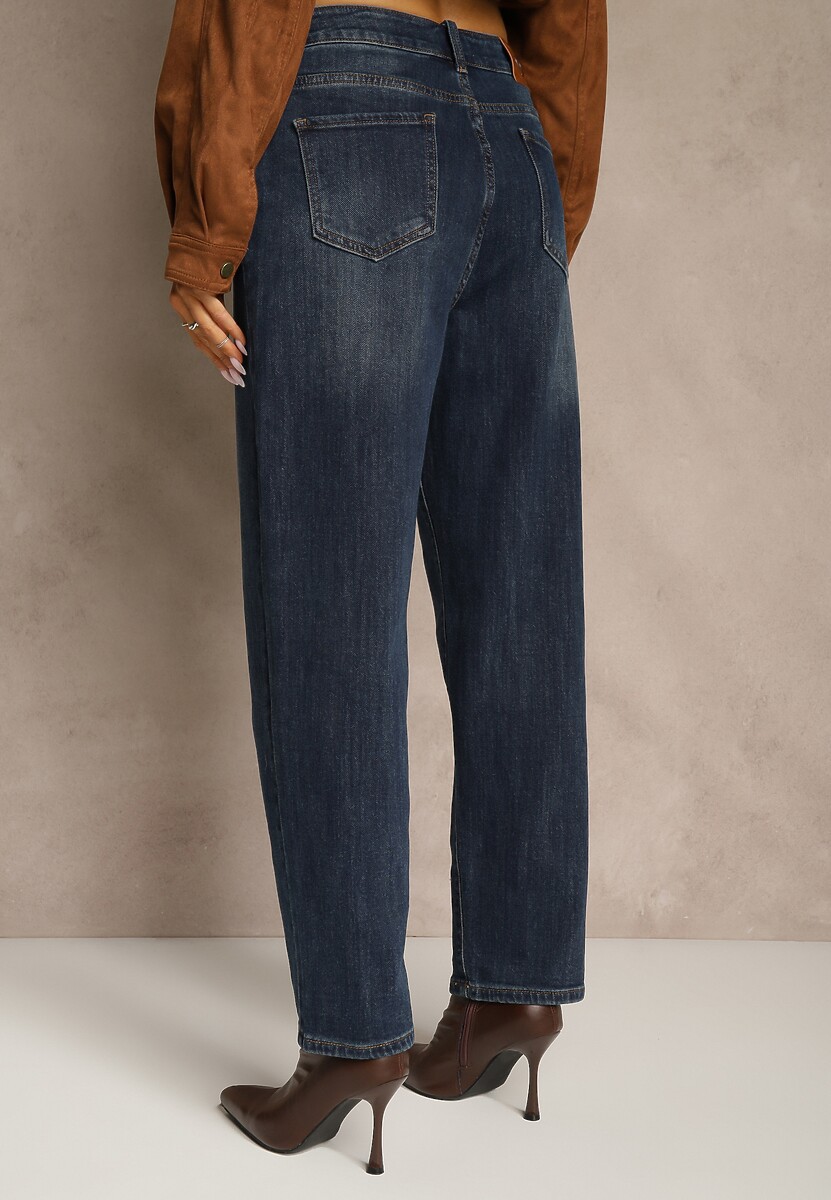 Niebieskie Jeansy Mom Fit High Waist z Wiskozą Erralia 3