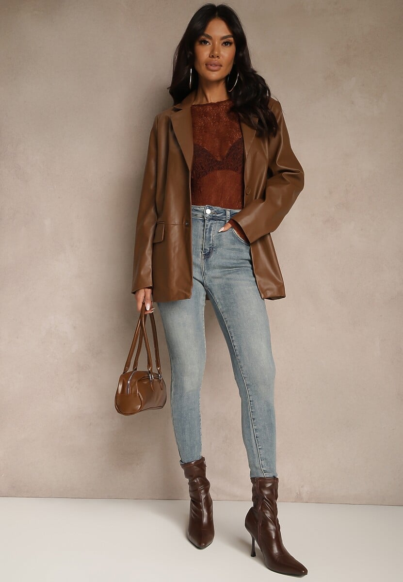 Niebieskie Jeansy Skinny Regular Waist z Bawełną Tevirsa 1