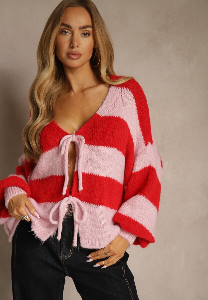 Cardigan Retile Roșu 2