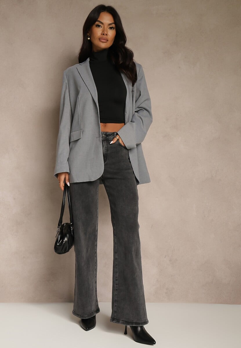 Szare Jeansy Wide Leg High Waist Mevandria 1