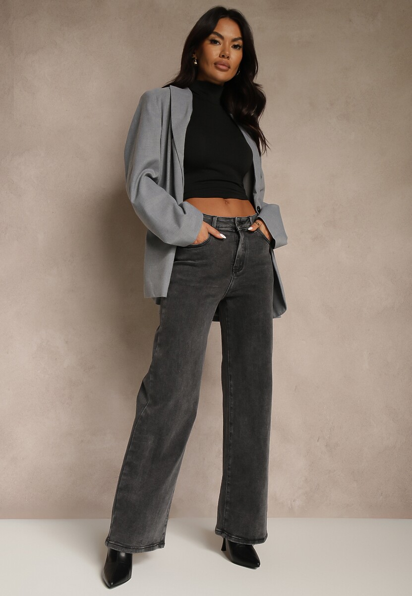 Szare Jeansy Wide Leg High Waist Mevandria 2