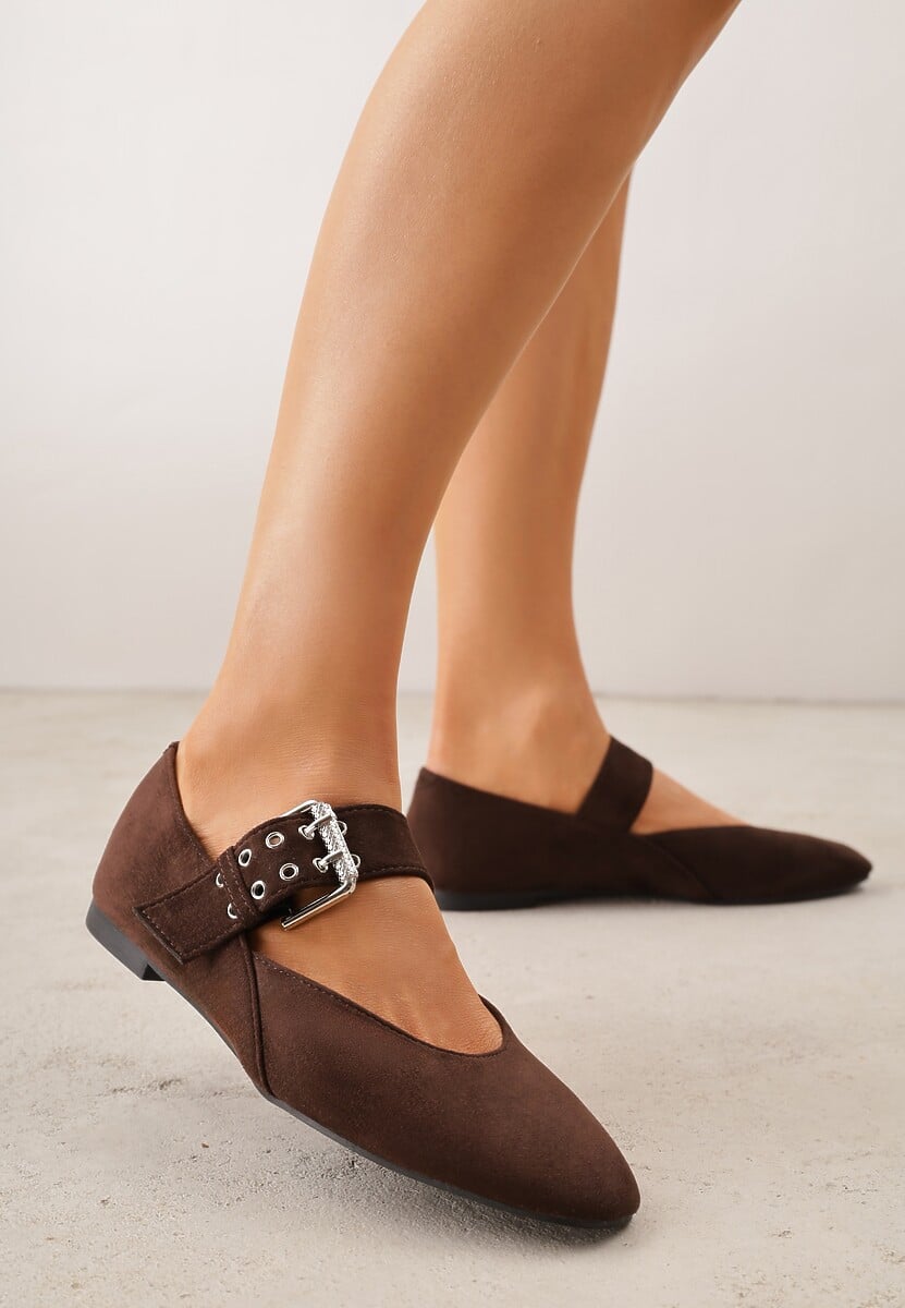 Ciemnobrązowe Balerinki Vices w Krowie Łaty w Stylu Mary Jane ze Skórzaną Wkładką Rilaneia 2