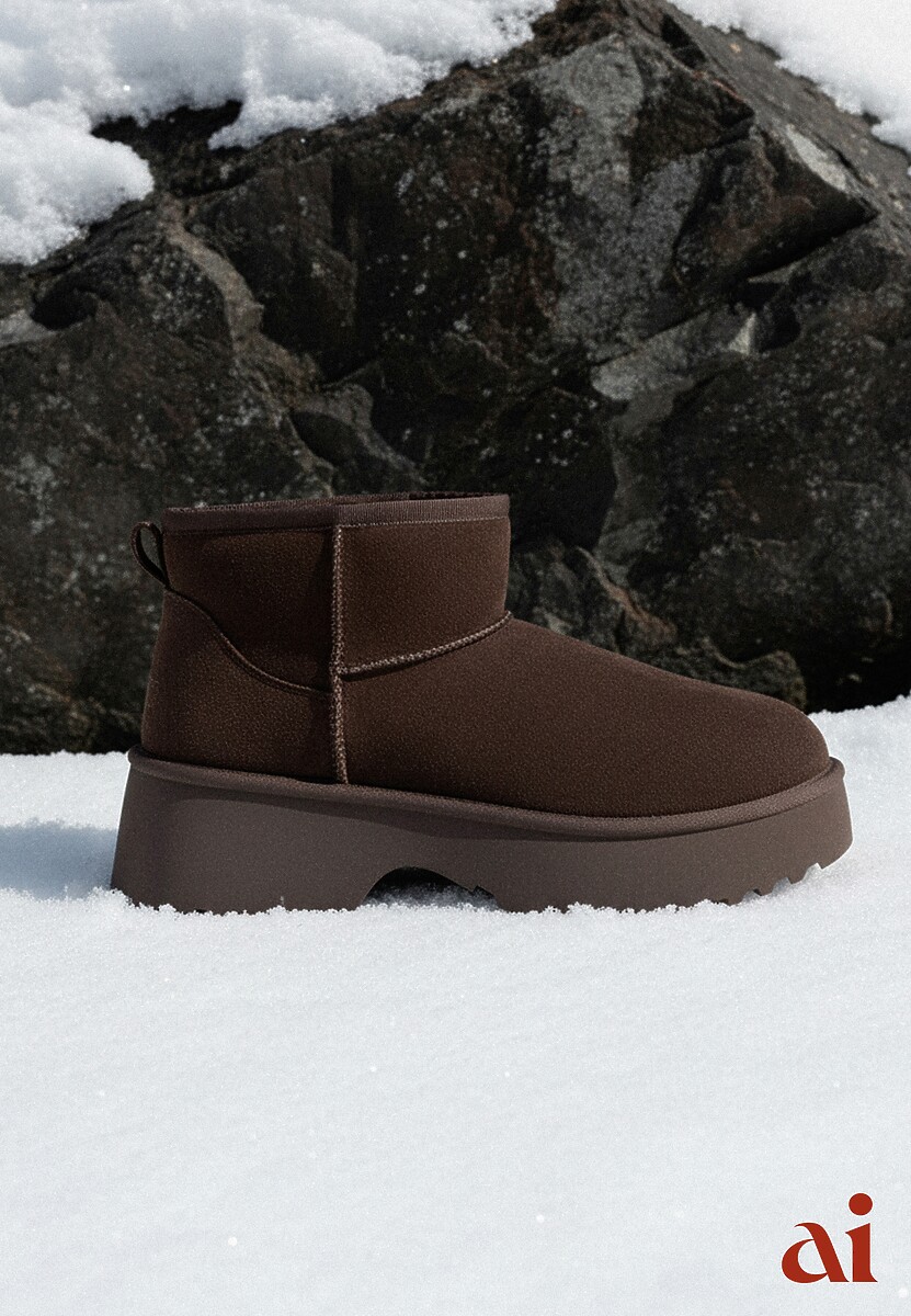 Ciemnobrązowe Śniegowce z Imitacji Zamszu o Wsuwanym Fasonie na Platformie Reilessa 1