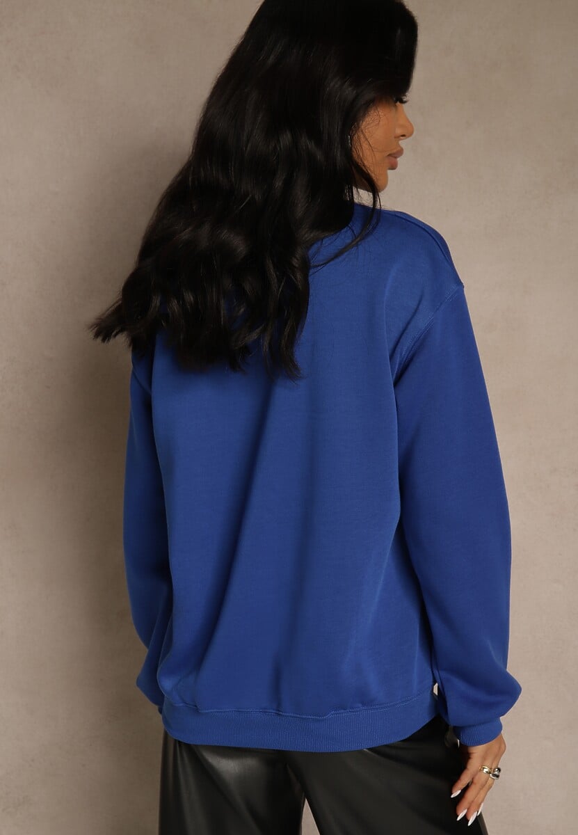 Niebieska Bluza z Bawełną Ozdobiona  Napisem Fezolda 3