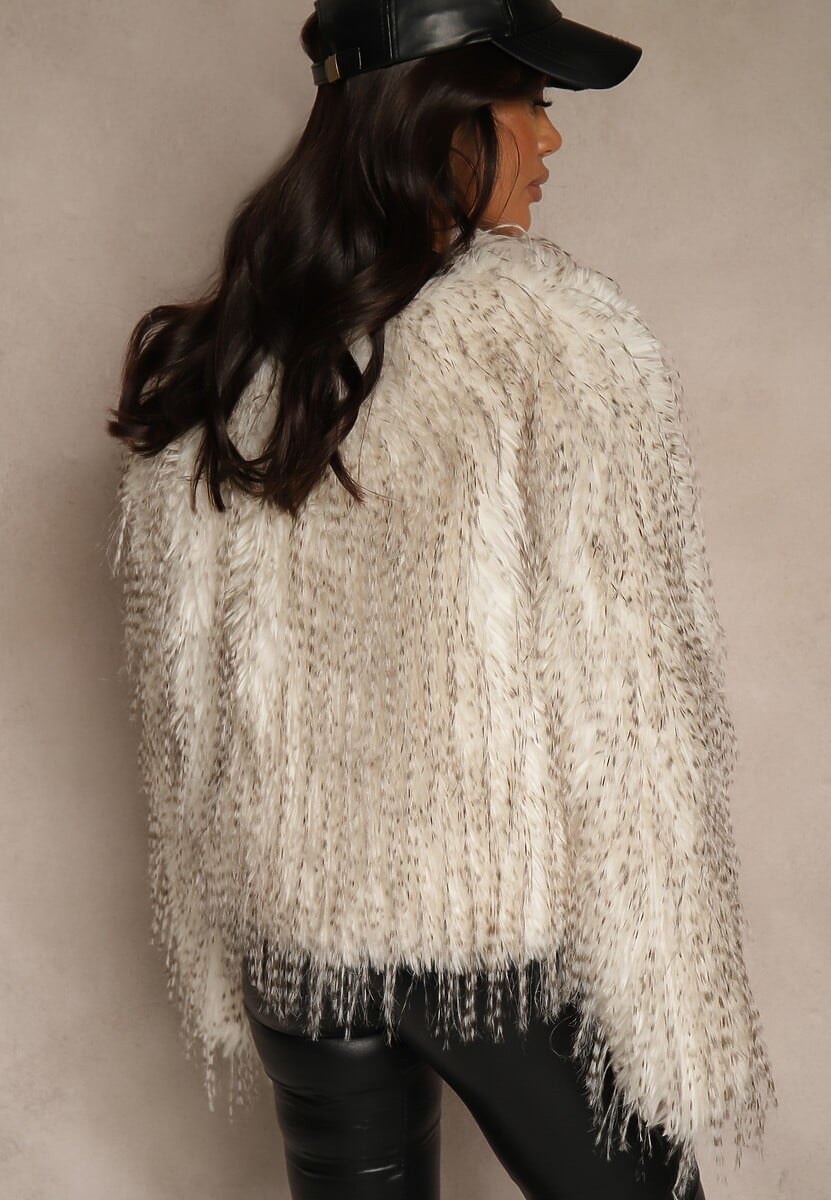 Biała Kurtka Futerko Ozdobione Cieniowaniem Tusirra 3