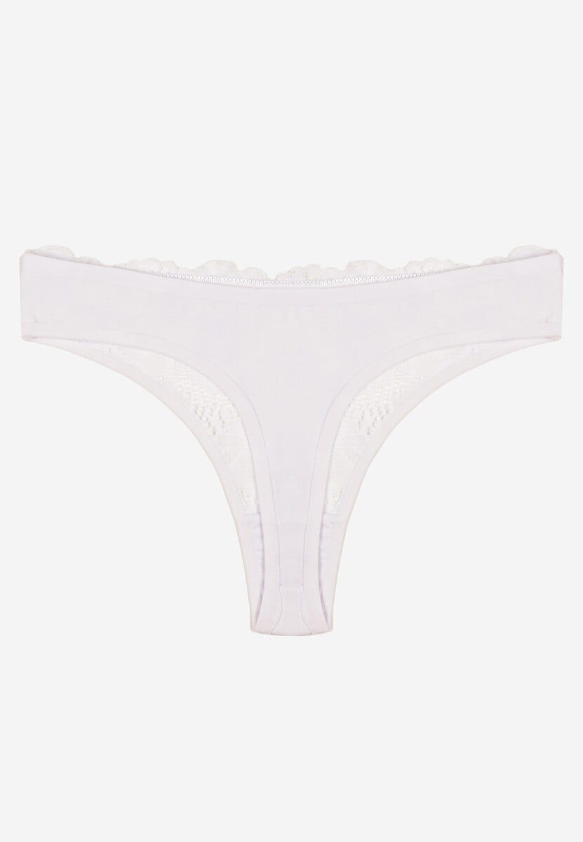 Białe Bawełniane Majtki Stringi z Koronką Ilwedana 2