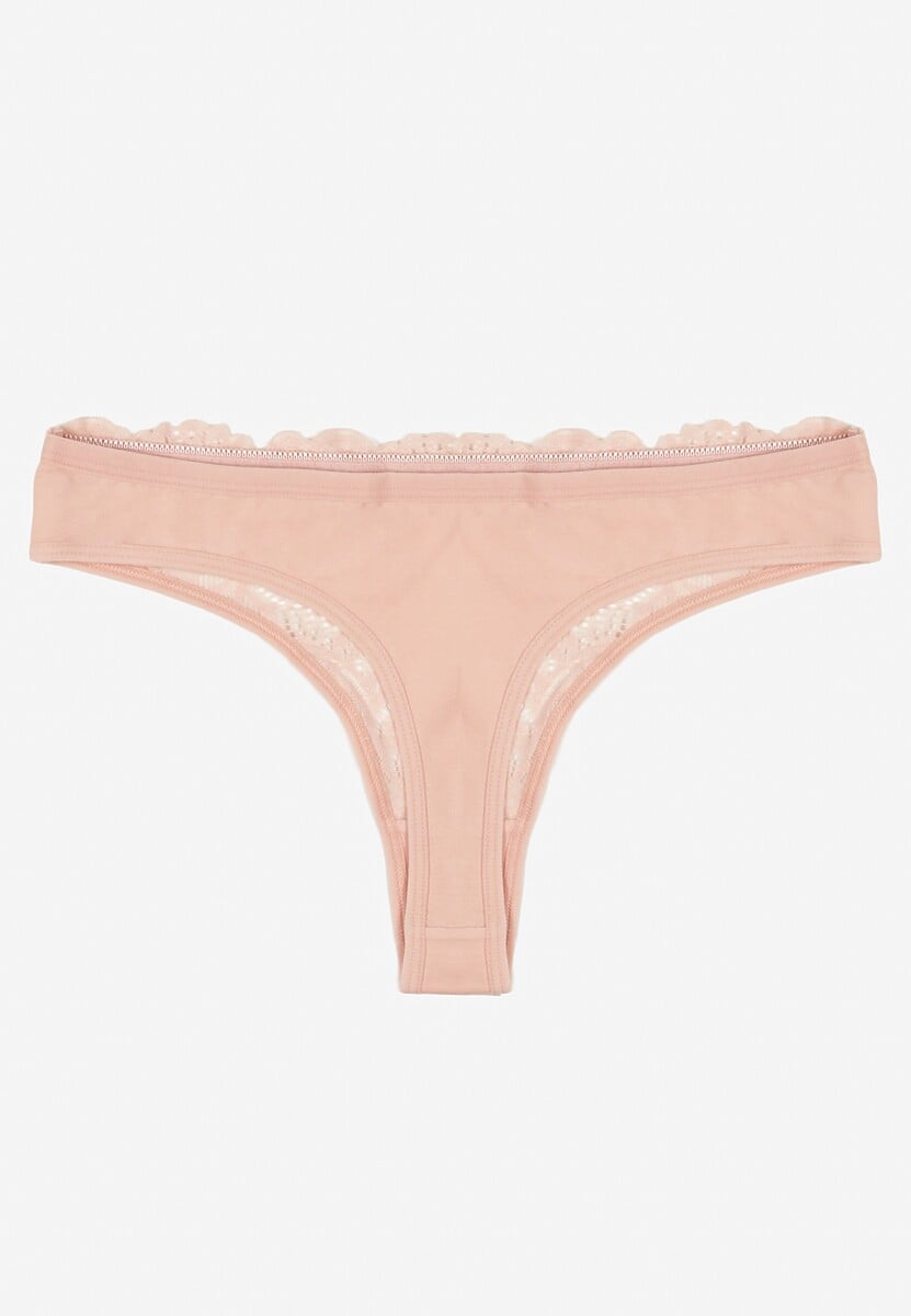 Różowe Bawełniane Majtki Stringi z Koronką Ilwedana 2