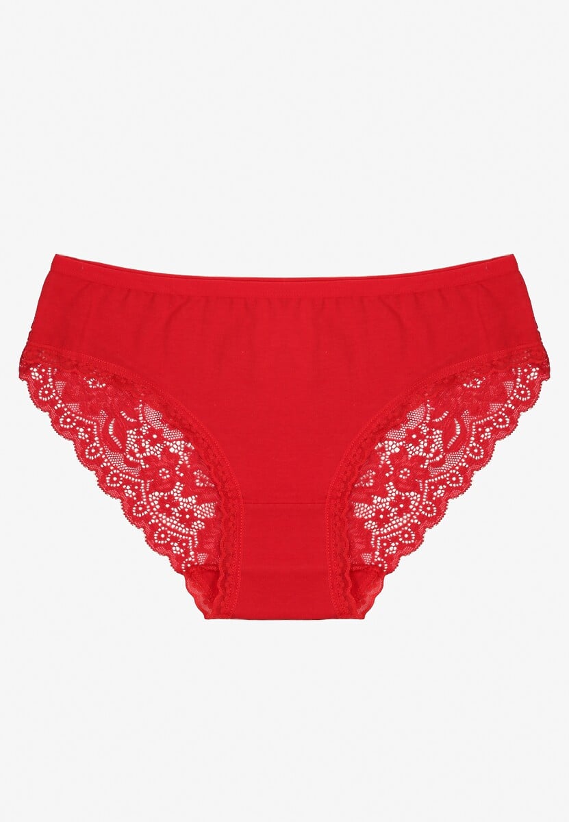 Czerwone Majtki Figi z Koronkowymi Wstawkami Amiora 1
