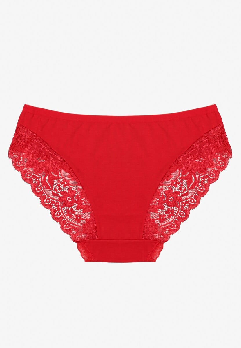 Czerwone Majtki Figi z Koronkowymi Wstawkami Amiora 2