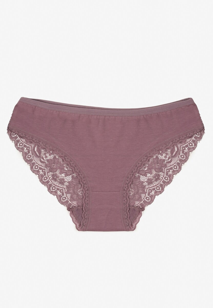 Fioletowe Majtki Figi z Koronkowymi Wstawkami Amiora 1